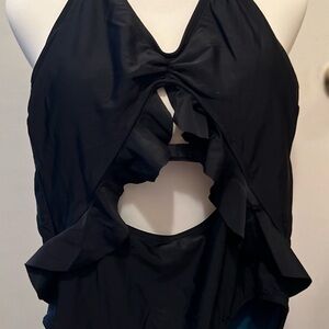 Bleu Ice Navy Black Halter Cutout Swimsuit